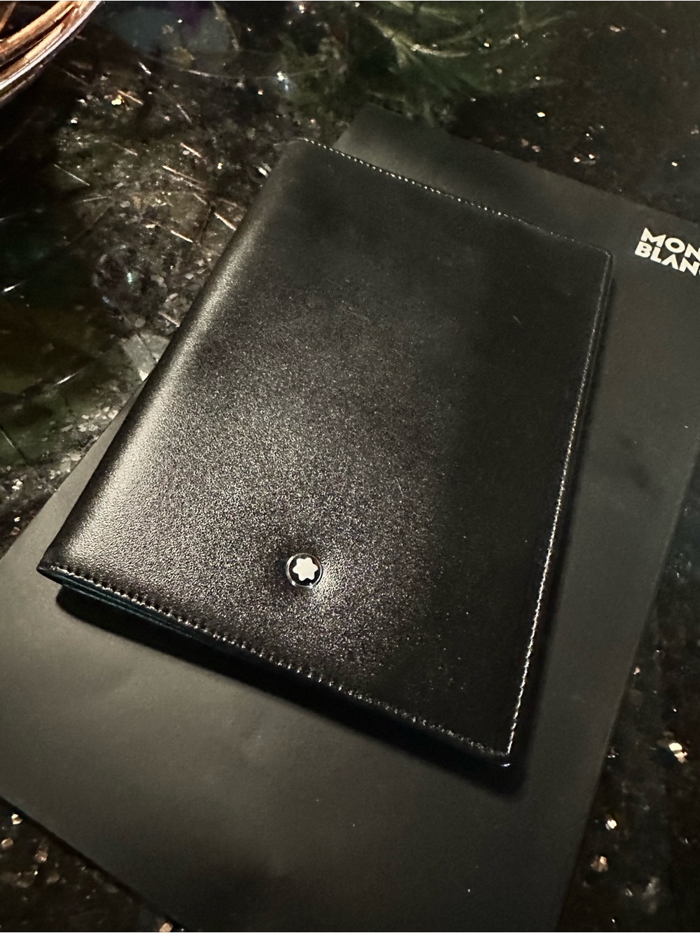 Montblanc Black Leather Travel passport holder with Signature Emblem